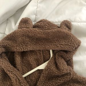 fuzzy brown bear hoodie